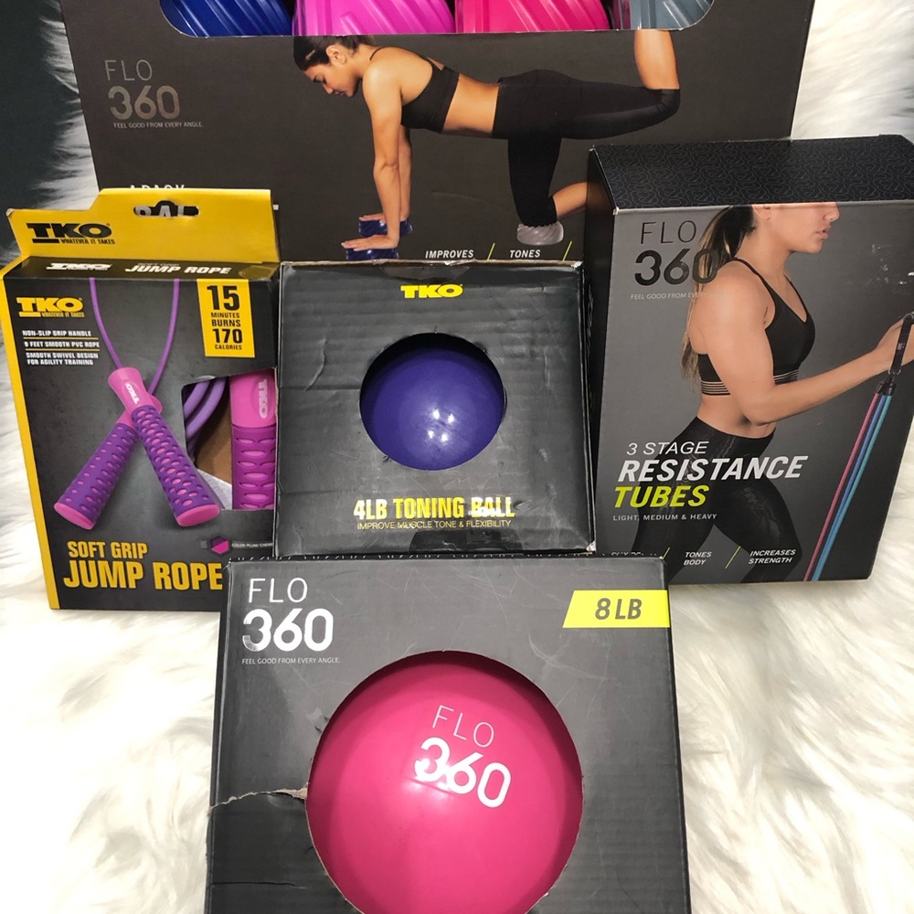 Exercise Bundle - Toning Balls, Fitness Tubes, Jump Rope and Balance Balls
